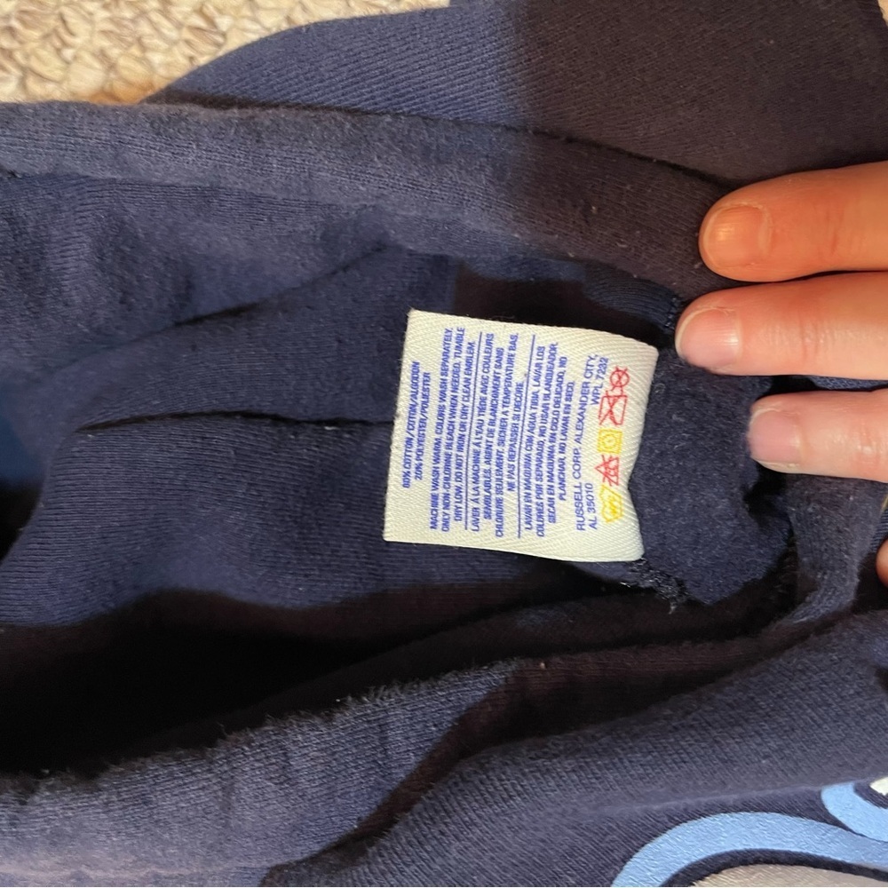Vintage 90s Jerzees Super Sweats Denali Hoodie Navy Blue Distressed Large - Picture 8 of 13